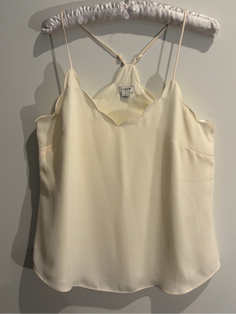 J. Crew Cream Scalloped Satin Camisole